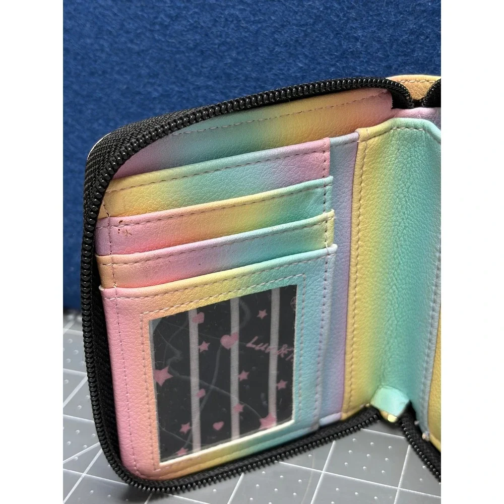 Luv Betsey Lauren Conrad Cat Wallet Coin Purse Set Rainbow White Heart Sunglass